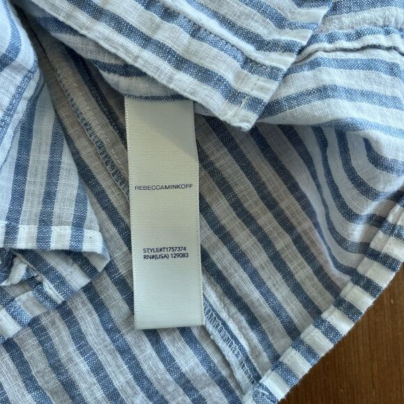 Rebecca Minkoff Blouse Women's XS Ciera Ruffle Top Striped Button Up Victorian - Picture 12 of 15